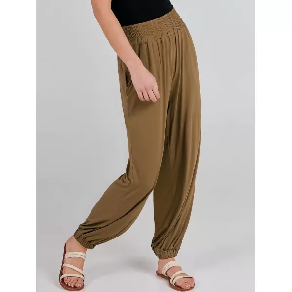 imageANRABESS Womens Summer Palazzo Pants Casual Loose Elastic High Waist Lounge Baggy Joggers Trousers with PocketsDark Khaki