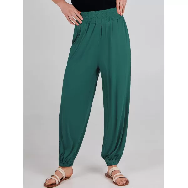 imageANRABESS Womens Summer Palazzo Pants Casual Loose Elastic High Waist Lounge Baggy Joggers Trousers with PocketsGreen