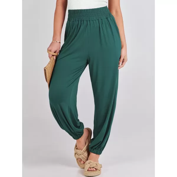 imageANRABESS Womens Summer Palazzo Pants Casual Loose Elastic High Waist Lounge Baggy Joggers Trousers with PocketsGreen