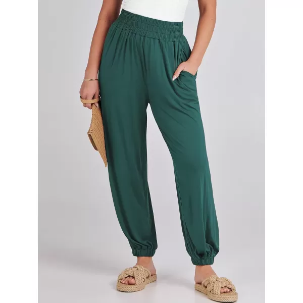 imageANRABESS Womens Summer Palazzo Pants Casual Loose Elastic High Waist Lounge Baggy Joggers Trousers with PocketsGreen