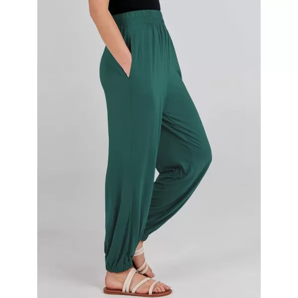imageANRABESS Womens Summer Palazzo Pants Casual Loose Elastic High Waist Lounge Baggy Joggers Trousers with PocketsGreen