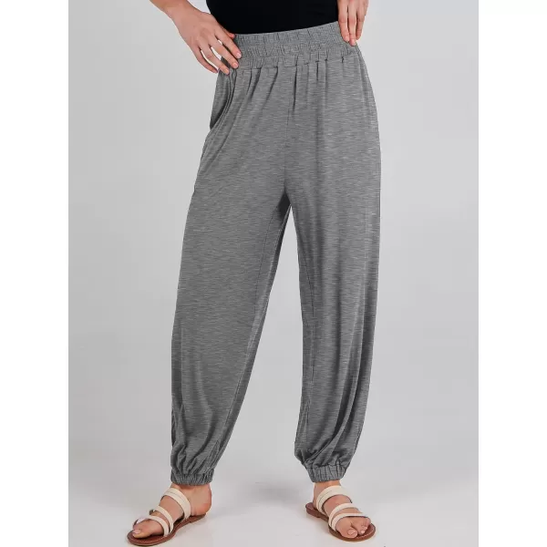 imageANRABESS Womens Summer Palazzo Pants Casual Loose Elastic High Waist Lounge Baggy Joggers Trousers with PocketsGrey