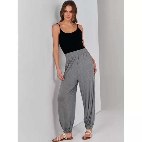imageANRABESS Womens Summer Palazzo Pants Casual Loose Elastic High Waist Lounge Baggy Joggers Trousers with PocketsGrey