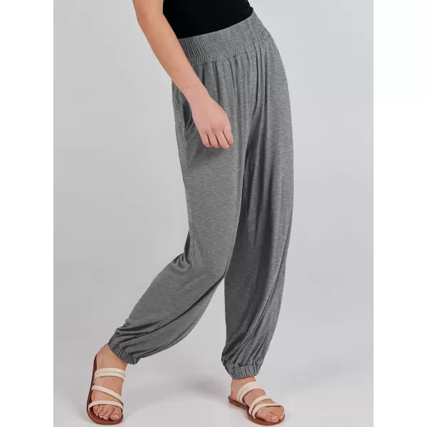 imageANRABESS Womens Summer Palazzo Pants Casual Loose Elastic High Waist Lounge Baggy Joggers Trousers with PocketsGrey