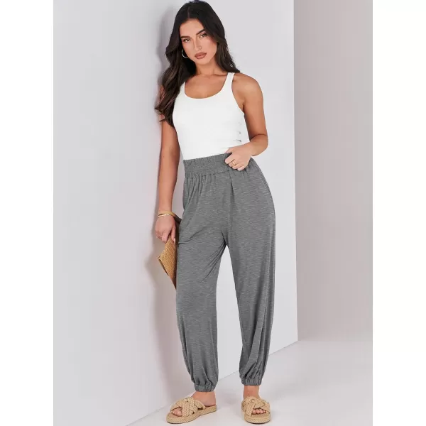 imageANRABESS Womens Summer Palazzo Pants Casual Loose Elastic High Waist Lounge Baggy Joggers Trousers with PocketsGrey