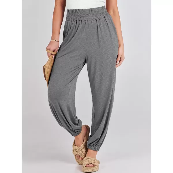 imageANRABESS Womens Summer Palazzo Pants Casual Loose Elastic High Waist Lounge Baggy Joggers Trousers with PocketsGrey