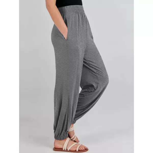 imageANRABESS Womens Summer Palazzo Pants Casual Loose Elastic High Waist Lounge Baggy Joggers Trousers with PocketsGrey