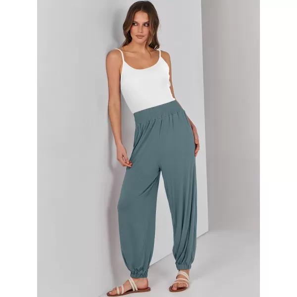 imageANRABESS Womens Summer Palazzo Pants Casual Loose Elastic High Waist Lounge Baggy Joggers Trousers with PocketsGrey Blue