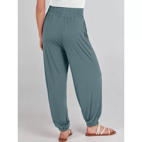 imageANRABESS Womens Summer Palazzo Pants Casual Loose Elastic High Waist Lounge Baggy Joggers Trousers with PocketsGrey Blue