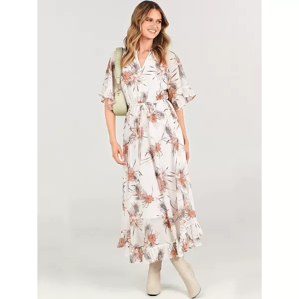 imageANRABESS Womens Summer Ruffle Maxi Dress Floral Print 34 Bell Sleeve V Neck High Waist Flowy Boho Long DressFlora 08