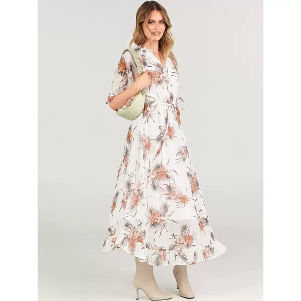 imageANRABESS Womens Summer Ruffle Maxi Dress Floral Print 34 Bell Sleeve V Neck High Waist Flowy Boho Long DressFlora 08
