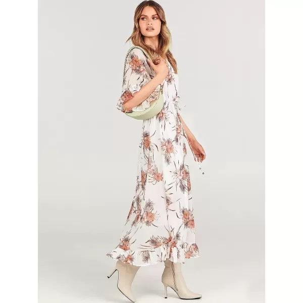 imageANRABESS Womens Summer Ruffle Maxi Dress Floral Print 34 Bell Sleeve V Neck High Waist Flowy Boho Long DressFlora 08