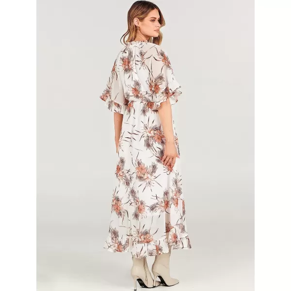 imageANRABESS Womens Summer Ruffle Maxi Dress Floral Print 34 Bell Sleeve V Neck High Waist Flowy Boho Long DressFlora 08
