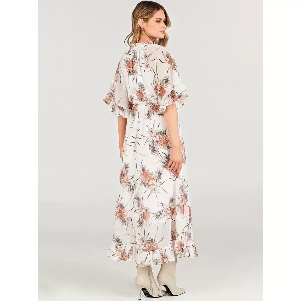 imageANRABESS Womens Summer Ruffle Maxi Dress Floral Print 34 Bell Sleeve V Neck High Waist Flowy Boho Long DressFlora 08