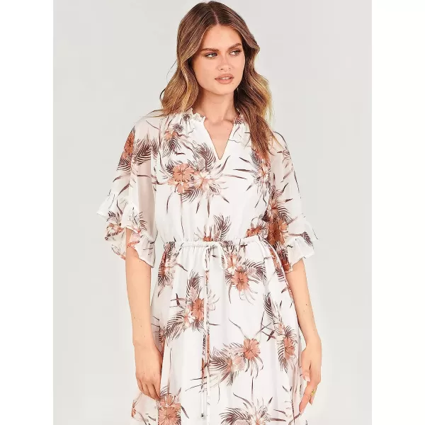 imageANRABESS Womens Summer Ruffle Maxi Dress Floral Print 34 Bell Sleeve V Neck High Waist Flowy Boho Long DressFlora 08