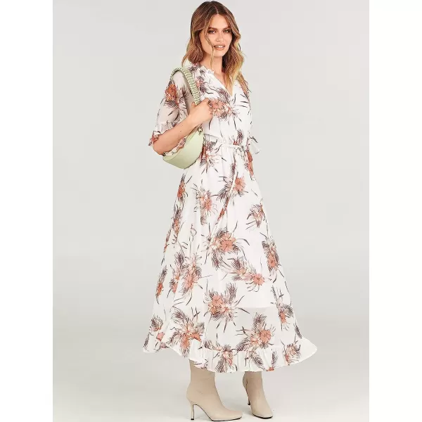 imageANRABESS Womens Summer Ruffle Maxi Dress Floral Print 34 Bell Sleeve V Neck High Waist Flowy Boho Long DressFlora 08