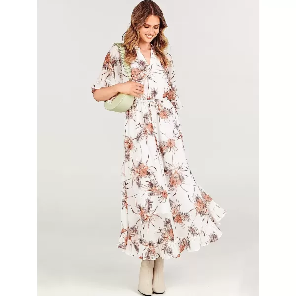 imageANRABESS Womens Summer Ruffle Maxi Dress Floral Print 34 Bell Sleeve V Neck High Waist Flowy Boho Long DressFlora 08