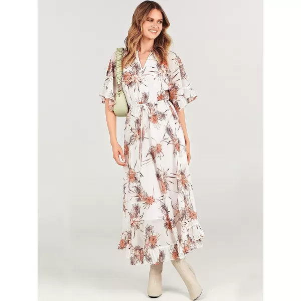 imageANRABESS Womens Summer Ruffle Maxi Dress Floral Print 34 Bell Sleeve V Neck High Waist Flowy Boho Long DressFlora 08