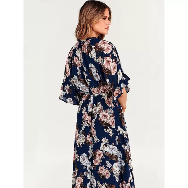imageANRABESS Womens Summer Ruffle Maxi Dress Floral Print 34 Bell Sleeve V Neck High Waist Flowy Boho Long DressFlora 09