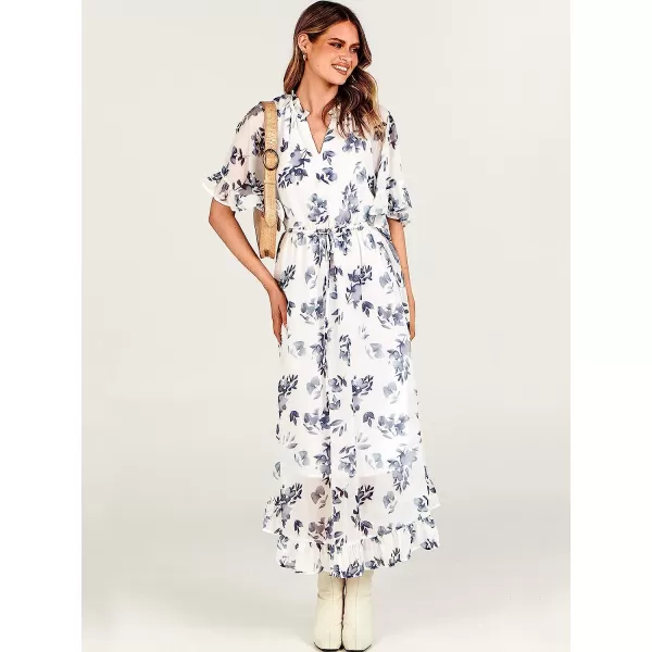 imageANRABESS Womens Summer Ruffle Maxi Dress Floral Print 34 Bell Sleeve V Neck High Waist Flowy Boho Long DressFlora 10