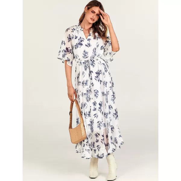 imageANRABESS Womens Summer Ruffle Maxi Dress Floral Print 34 Bell Sleeve V Neck High Waist Flowy Boho Long DressFlora 10