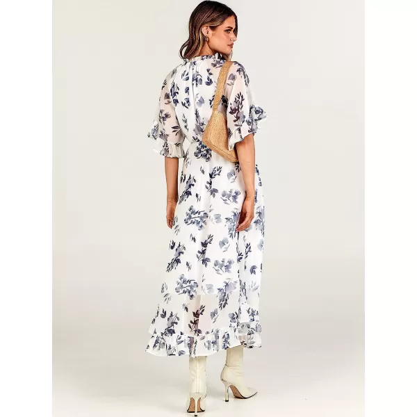 imageANRABESS Womens Summer Ruffle Maxi Dress Floral Print 34 Bell Sleeve V Neck High Waist Flowy Boho Long DressFlora 10