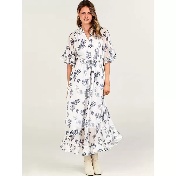 imageANRABESS Womens Summer Ruffle Maxi Dress Floral Print 34 Bell Sleeve V Neck High Waist Flowy Boho Long DressFlora 10
