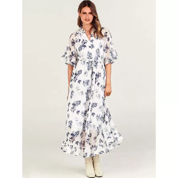 imageANRABESS Womens Summer Ruffle Maxi Dress Floral Print 34 Bell Sleeve V Neck High Waist Flowy Boho Long DressFlora 10