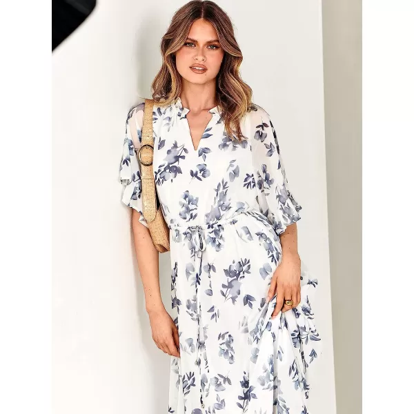 imageANRABESS Womens Summer Ruffle Maxi Dress Floral Print 34 Bell Sleeve V Neck High Waist Flowy Boho Long DressFlora 10