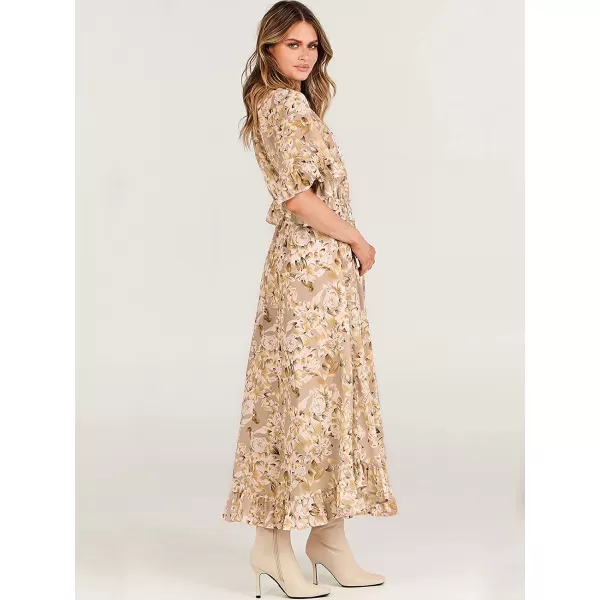 imageANRABESS Womens Summer Ruffle Maxi Dress Floral Print 34 Bell Sleeve V Neck High Waist Flowy Boho Long DressFlora 11