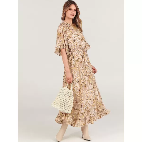 imageANRABESS Womens Summer Ruffle Maxi Dress Floral Print 34 Bell Sleeve V Neck High Waist Flowy Boho Long DressFlora 11