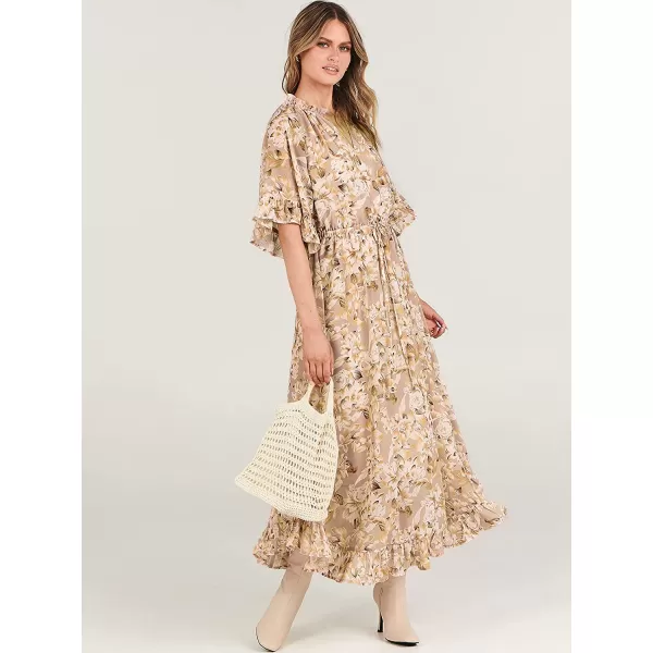 imageANRABESS Womens Summer Ruffle Maxi Dress Floral Print 34 Bell Sleeve V Neck High Waist Flowy Boho Long DressFlora 11