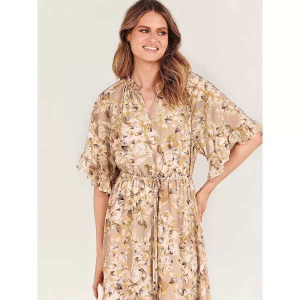 imageANRABESS Womens Summer Ruffle Maxi Dress Floral Print 34 Bell Sleeve V Neck High Waist Flowy Boho Long DressFlora 11