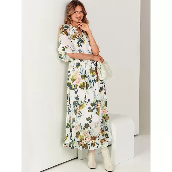 imageANRABESS Womens Summer Ruffle Maxi Dress Floral Print 34 Bell Sleeve V Neck High Waist Flowy Boho Long DressFlora 12