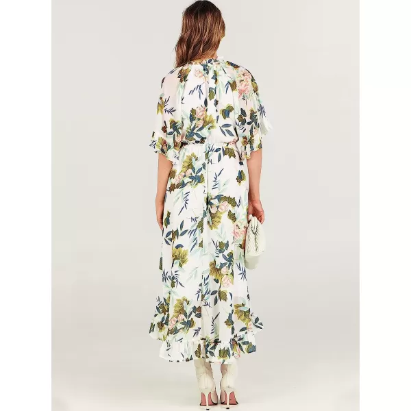imageANRABESS Womens Summer Ruffle Maxi Dress Floral Print 34 Bell Sleeve V Neck High Waist Flowy Boho Long DressFlora 12