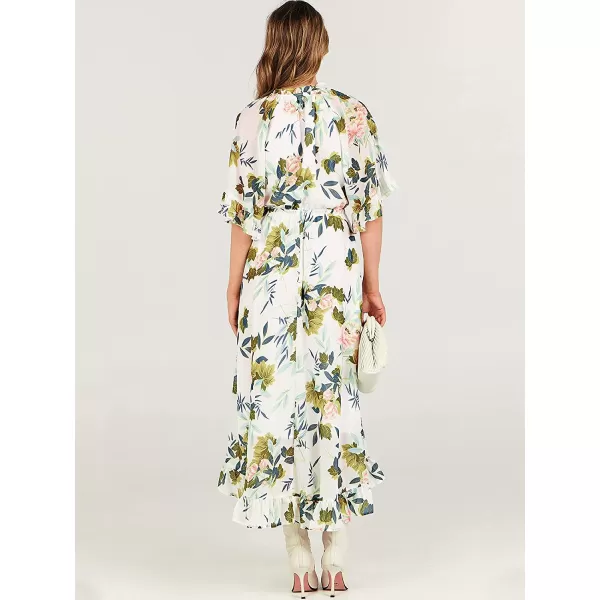 imageANRABESS Womens Summer Ruffle Maxi Dress Floral Print 34 Bell Sleeve V Neck High Waist Flowy Boho Long DressFlora 12