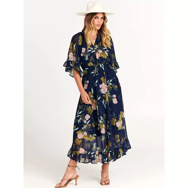 imageANRABESS Womens Summer Ruffle Maxi Dress Floral Print 34 Bell Sleeve V Neck High Waist Flowy Boho Long DressFloral 01