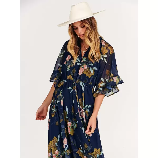 imageANRABESS Womens Summer Ruffle Maxi Dress Floral Print 34 Bell Sleeve V Neck High Waist Flowy Boho Long DressFloral 01