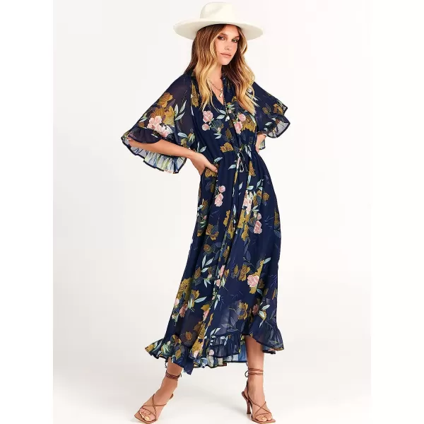 imageANRABESS Womens Summer Ruffle Maxi Dress Floral Print 34 Bell Sleeve V Neck High Waist Flowy Boho Long DressFloral 01