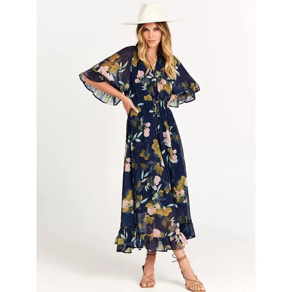 imageANRABESS Womens Summer Ruffle Maxi Dress Floral Print 34 Bell Sleeve V Neck High Waist Flowy Boho Long DressFloral 01