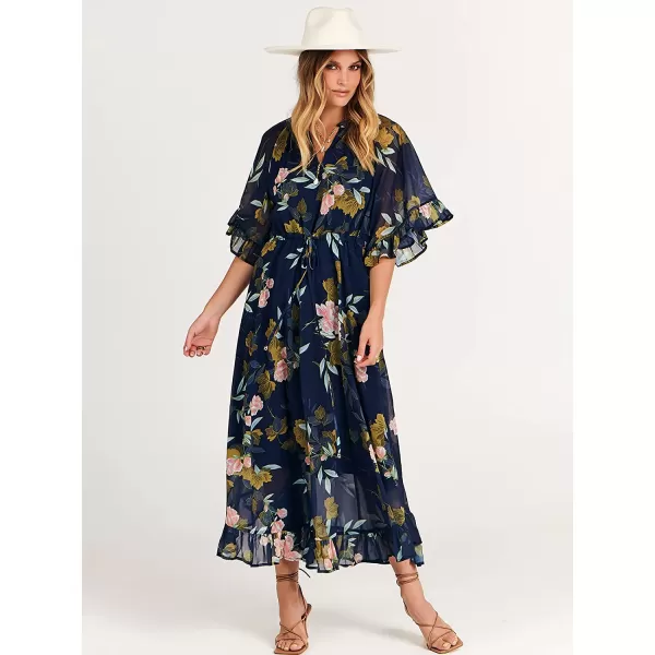 imageANRABESS Womens Summer Ruffle Maxi Dress Floral Print 34 Bell Sleeve V Neck High Waist Flowy Boho Long DressFloral 01