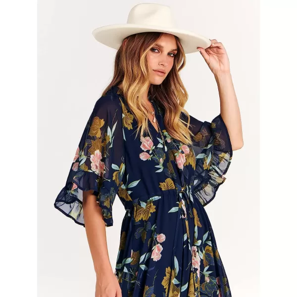 imageANRABESS Womens Summer Ruffle Maxi Dress Floral Print 34 Bell Sleeve V Neck High Waist Flowy Boho Long DressFloral 01