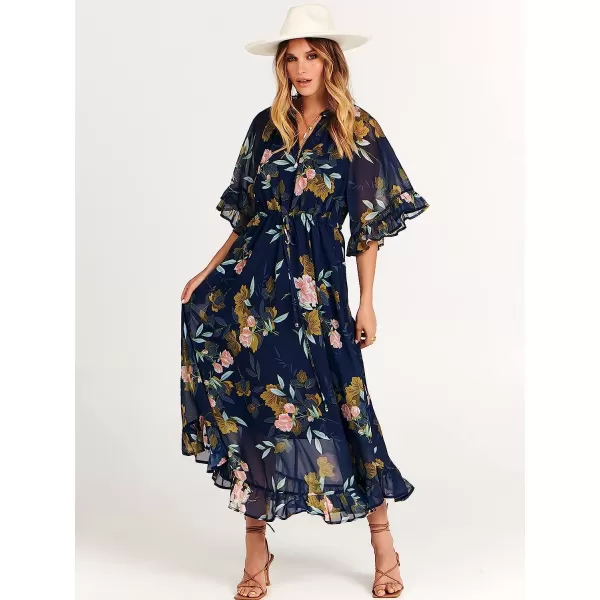 imageANRABESS Womens Summer Ruffle Maxi Dress Floral Print 34 Bell Sleeve V Neck High Waist Flowy Boho Long DressFloral 01
