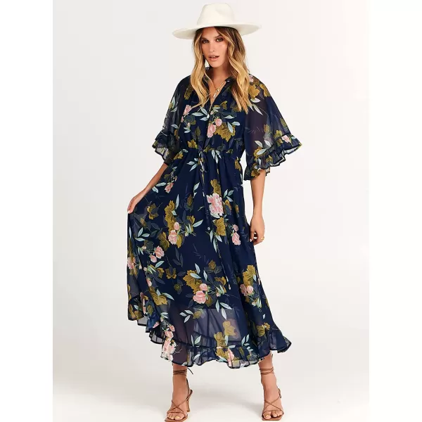 imageANRABESS Womens Summer Ruffle Maxi Dress Floral Print 34 Bell Sleeve V Neck High Waist Flowy Boho Long DressFloral 01