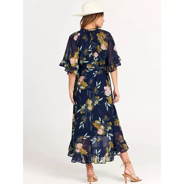 imageANRABESS Womens Summer Ruffle Maxi Dress Floral Print 34 Bell Sleeve V Neck High Waist Flowy Boho Long DressFloral 01