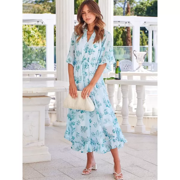 imageANRABESS Womens Summer Ruffle Maxi Dress Floral Print 34 Bell Sleeve V Neck High Waist Flowy Boho Long DressFloral 02
