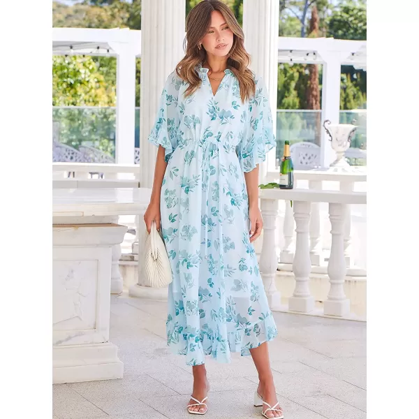 imageANRABESS Womens Summer Ruffle Maxi Dress Floral Print 34 Bell Sleeve V Neck High Waist Flowy Boho Long DressFloral 02
