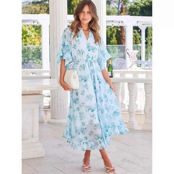 imageANRABESS Womens Summer Ruffle Maxi Dress Floral Print 34 Bell Sleeve V Neck High Waist Flowy Boho Long DressFloral 02