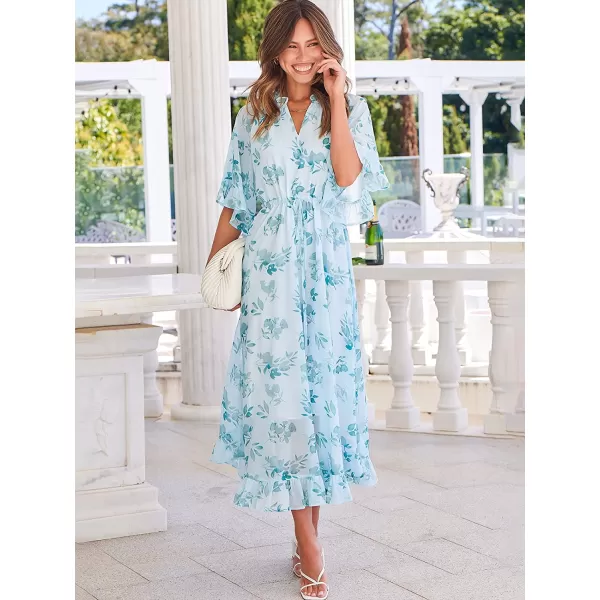 imageANRABESS Womens Summer Ruffle Maxi Dress Floral Print 34 Bell Sleeve V Neck High Waist Flowy Boho Long DressFloral 02