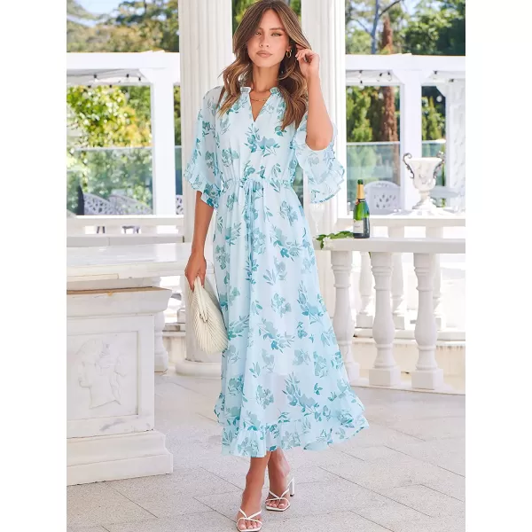 imageANRABESS Womens Summer Ruffle Maxi Dress Floral Print 34 Bell Sleeve V Neck High Waist Flowy Boho Long DressFloral 02